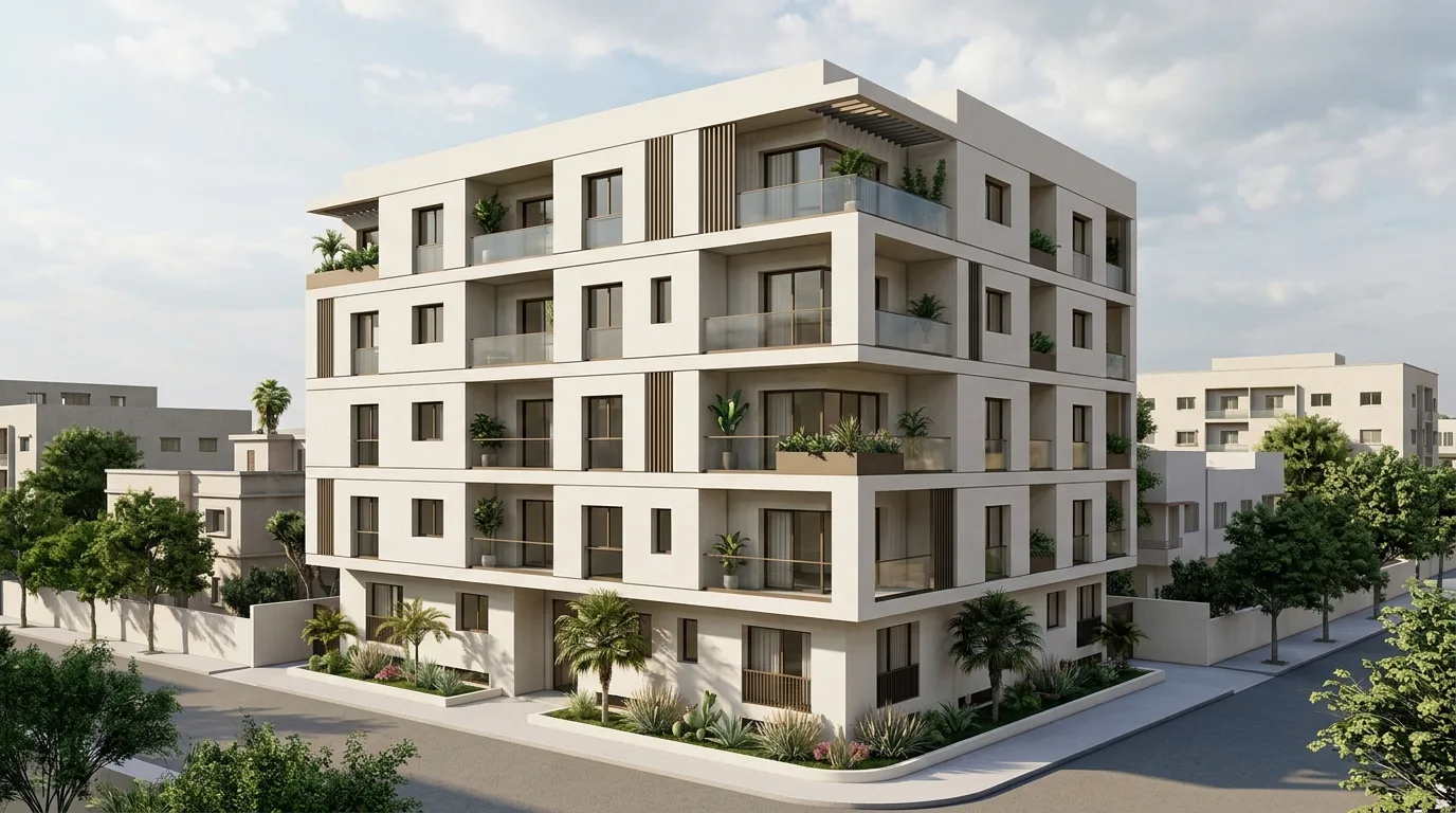 Visualisation conceptuelle indicative d'un projet petit collectif de quartier en R+4 à Aïn Chock / Sidi Maârouf
